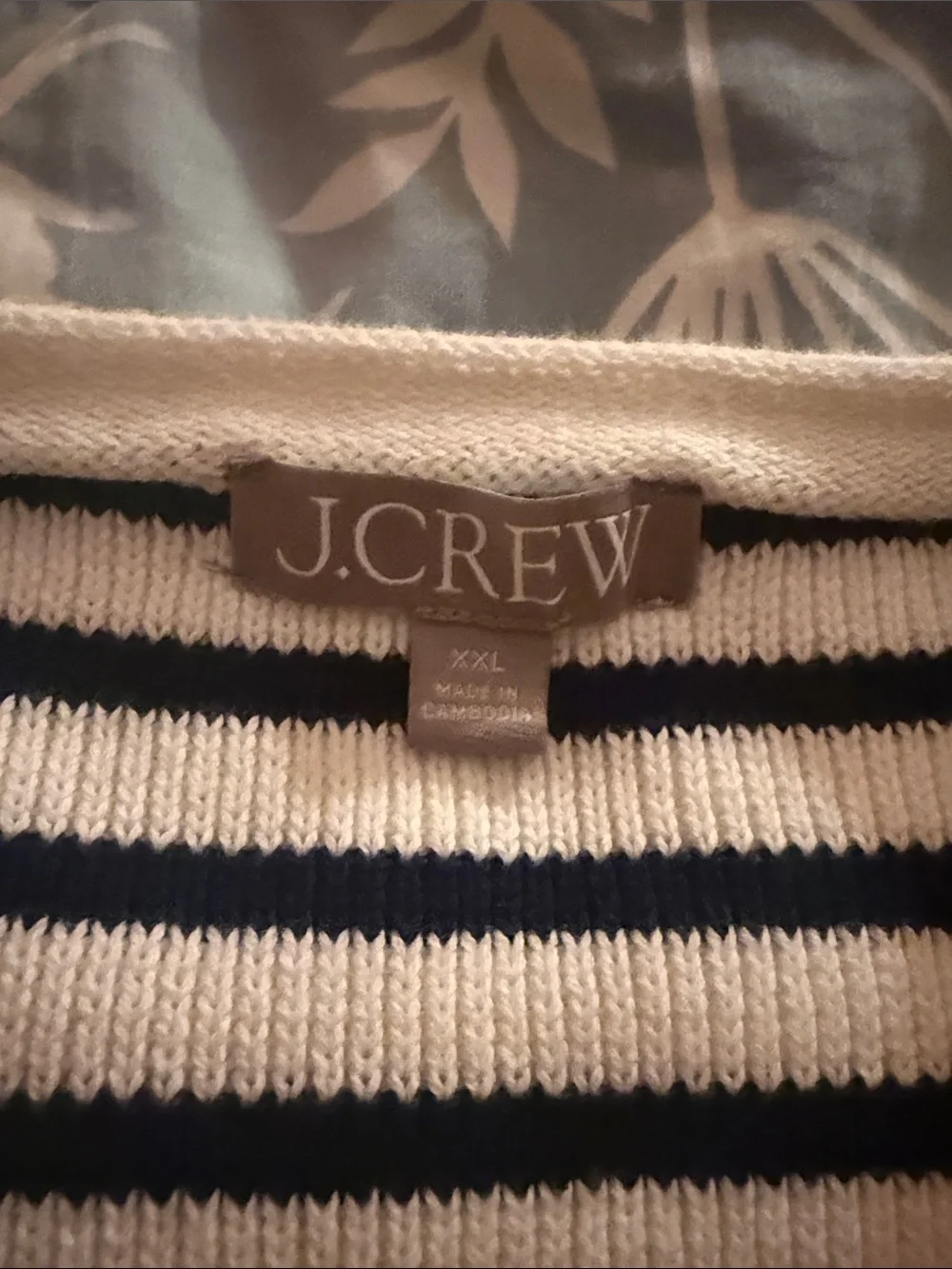 J. Crew Navy and White Striped Button-Up Cardigan